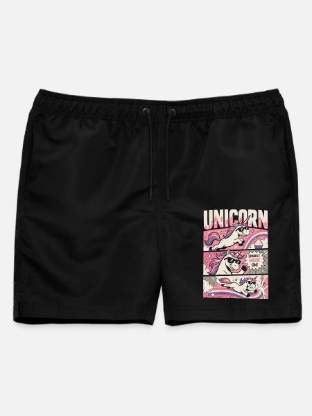 Sparkle Mode On – Cooles Einhorn Comic - Männer Badeshorts - Schwarz