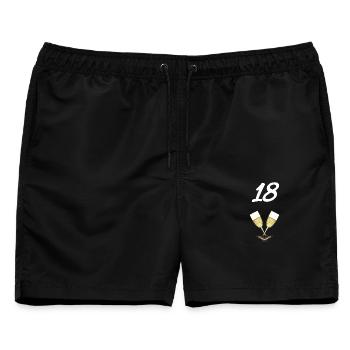 geburtstagsmotiv 18, Sektgläser farbig - Männer Badeshorts - Schwarz - Vorne - AI Model Male 178 light (178cm)