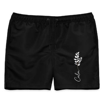 Eukalyptus Zweig Minimalistische Botanik - Männer Badeshorts - Schwarz - Vorne - AI Model Male 178 light (178cm)