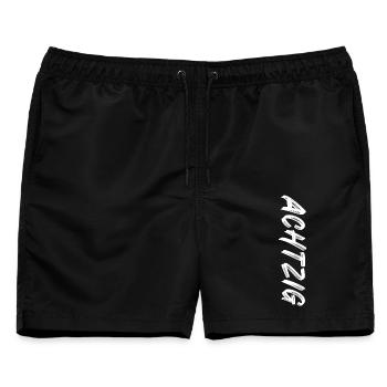 80 / Achtzig / 80. Geburtstag - Männer Badeshorts - Schwarz - Vorne - AI Model Male 178 light (178cm)