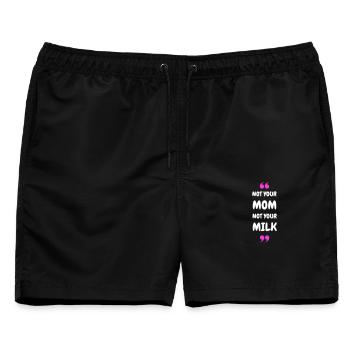 Not Your Mum Not Your Milk - Männer Badeshorts - Schwarz - Vorne - AI Model Male 178 light (178cm)