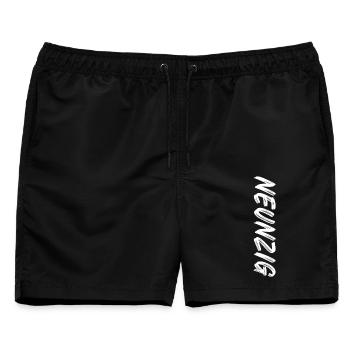 90 / Neunzig / 90. Geburtstag - Männer Badeshorts - Schwarz - Vorne - AI Model Male 178 light (178cm)