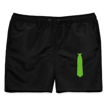 Blumen Krawatte Fake Krawatte  - Männer Badeshorts - Schwarz - Vorne - AI Model Male 178 light (178cm)