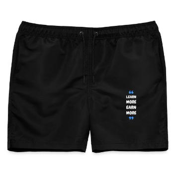 Learn More Earn More - Männer Badeshorts - Schwarz - Vorne - AI Model Male 178 light (178cm)