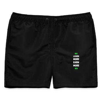 Learn More Earn More - Männer Badeshorts - Schwarz - Vorne - AI Model Male 178 light (178cm)