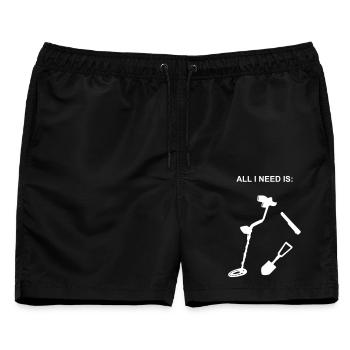 sondeln, Sondengeher, Metalldetektor, Metallsucher - Männer Badeshorts - Schwarz - Vorne - AI Model Male 178 light (178cm)