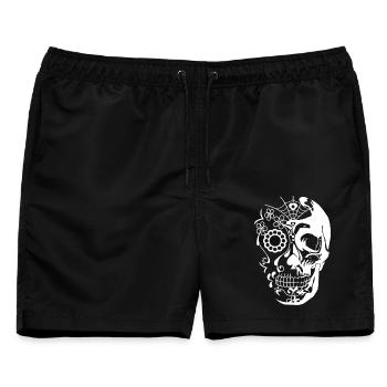 Totenkopf Weiß - Männer Badeshorts - Schwarz - Vorne - AI Model Male 178 light (178cm)
