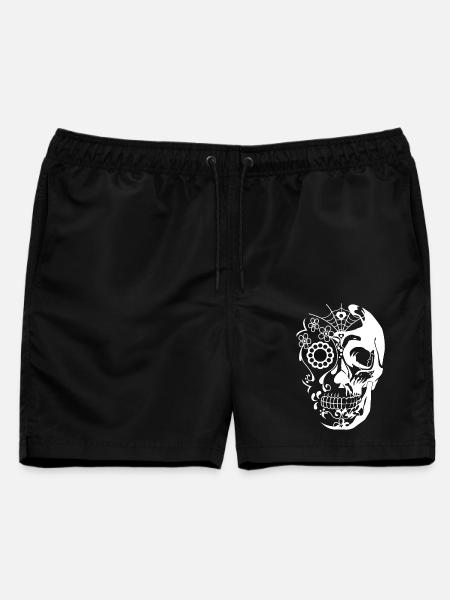 Totenkopf Weiß - Männer Badeshorts - Schwarz