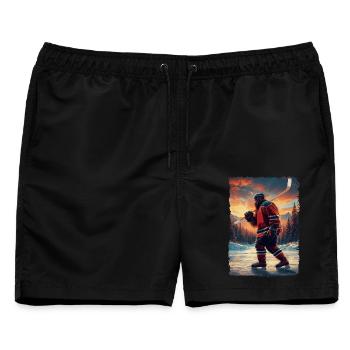 Sasquatch Hockey Bigfoot Hockeyspieler - Männer Badeshorts - Schwarz - Vorne - AI Model Male 178 light (178cm)