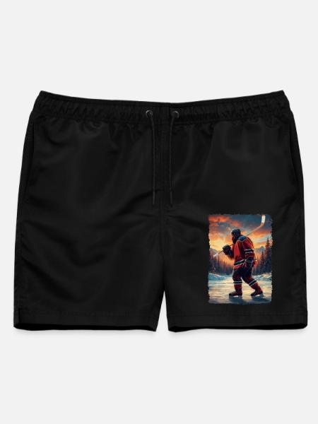 Sasquatch Hockey Bigfoot Hockeyspieler - Männer Badeshorts - Schwarz