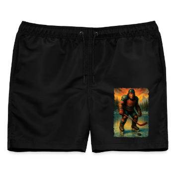 Sasquatch Hockey Bigfoot Hockeyspieler - Männer Badeshorts - Schwarz - Vorne - AI Model Male 178 light (178cm)