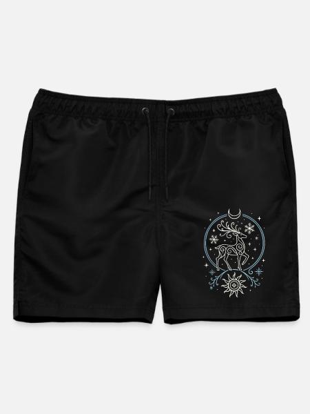Yule Hirsch mit Sonne, Mond und Geweih - Männer Badeshorts - Schwarz