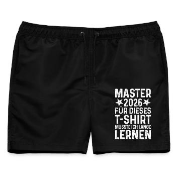 Master 2026 T-Shirt Spruch lange lernen Abschluss - Männer Badeshorts - Schwarz - Vorne - AI Model Male 178 light (178cm)