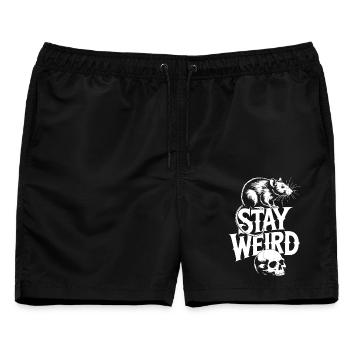 Stay Weird Ratte - Männer Badeshorts - Schwarz - Vorne - AI Model Male 178 light (178cm)