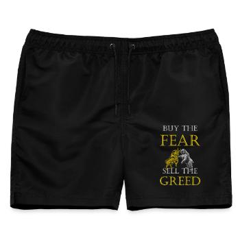 Buy the Fear - Sell the Greed Trading Trader - Männer Badeshorts - Schwarz - Vorne - AI Model Male 178 light (178cm)