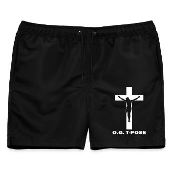 OG T-Pose Jesus - Männer Badeshorts - Schwarz - Vorne - AI Model Male 178 light (178cm)