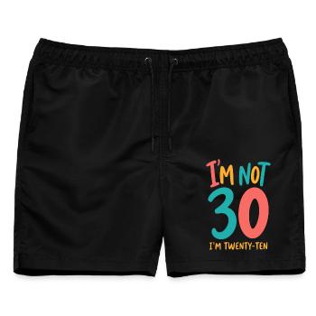 30. Geburtstag - I'm not 30 I'm Twenty Ten - Männer Badeshorts - Schwarz - Vorne - AI Model Male 178 light (178cm)