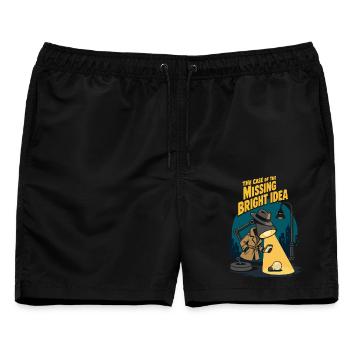 The Case of the Missing Bright Idea - Männer Badeshorts - Schwarz - Vorne - AI Model Male 178 light (178cm)