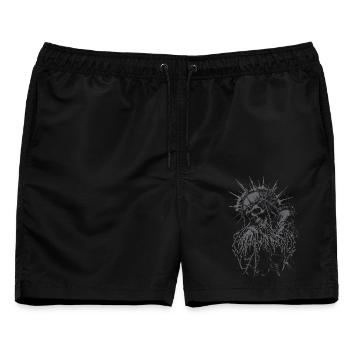 Untoter Priester mit Dornenkrone Gothic  - Männer Badeshorts - Schwarz - Vorne - AI Model Male 178 light (178cm)