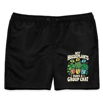 My Houseplants Have a Group Chat - Männer Badeshorts - Schwarz - Vorne - AI Model Male 178 light (178cm)