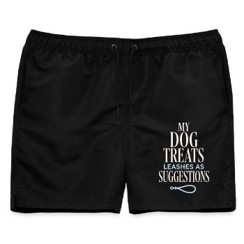 My Dog Treats Leashes as Suggestions - Männer Badeshorts - Schwarz - Vorne - AI Model Male 178 light (178cm)