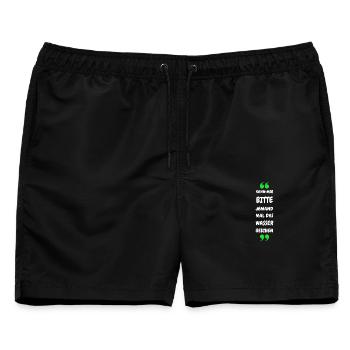 Kann mir bitte jemand das Wasser reichen? - Männer Badeshorts - Schwarz - Vorne - AI Model Male 178 light (178cm)