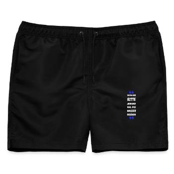 Kann mir bitte jemand das Wasser reichen? - Männer Badeshorts - Schwarz - Vorne - AI Model Male 178 light (178cm)