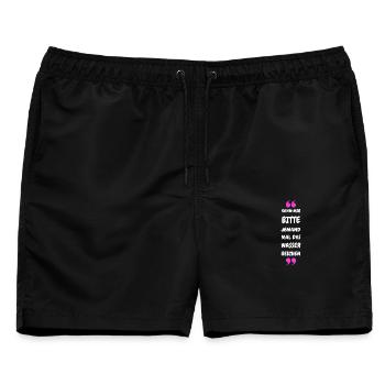 Kann mir bitte jemand das Wasser reichen? - Männer Badeshorts - Schwarz - Vorne - AI Model Male 178 light (178cm)