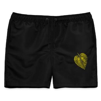 Lindenblatt / Blatt Linde - Männer Badeshorts - Schwarz - Vorne - AI Model Male 178 light (178cm)