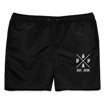 Papa Est. 2026 - Männer Badeshorts - Schwarz - Vorne - AI Model Male 178 light (178cm)