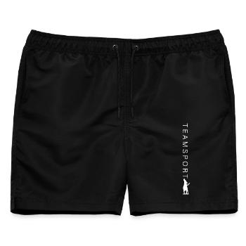 TEAMPORT mit Fuss Symbol - Männer Badeshorts - Schwarz - Vorne - AI Model Male 178 light (178cm)