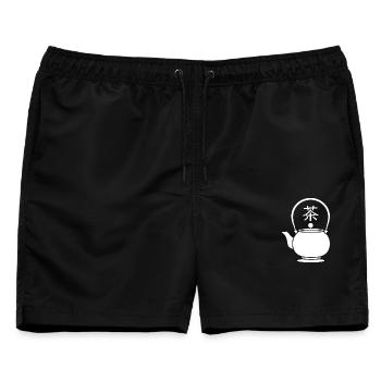 Der Weg des Tees – Japanische Zen Kyusu-Kunst - Männer Badeshorts - Schwarz - Vorne - AI Model Male 178 light (178cm)
