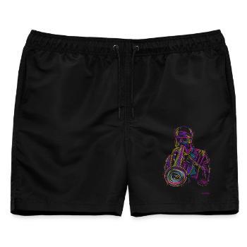 Jazz-Trompete - Männer Badeshorts - Schwarz - Vorne - AI Model Male 178 light (178cm)