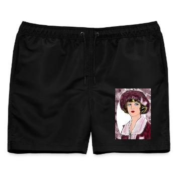 Lady Noir Portrait (Rot) - Männer Badeshorts - Schwarz - Vorne - AI Model Male 178 light (178cm)