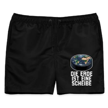 Die Erde Ist Eine Scheibe Eishockey - Männer Badeshorts - Schwarz - Vorne - AI Model Male 178 light (178cm)
