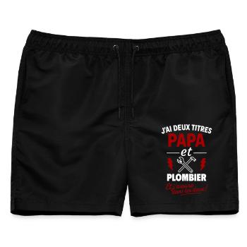 Vatertagsgeschenkidee für Papa und Klempner - Männer Badeshorts - Schwarz - Vorne - AI Model Male 178 light (178cm)