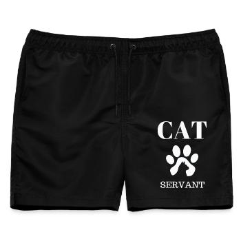 Katzenpfoten-Diener - Männer Badeshorts - Schwarz - Vorne - AI Model Male 178 light (178cm)