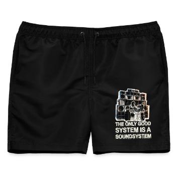 Soundsystem Dub - Männer Badeshorts - Schwarz - Vorne - AI Model Male 178 light (178cm)