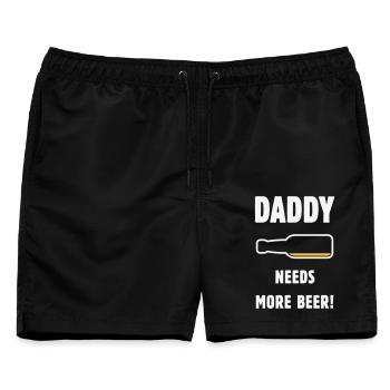 Daddy Needs More Beer! (Papa / Vater / Bier / NEG) - Männer Badeshorts - Schwarz - Vorne - AI Model Male 178 light (178cm)