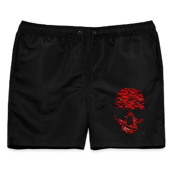 Roter Schädel mit Rissen - Männer Badeshorts - Schwarz - Vorne - AI Model Male 178 light (178cm)