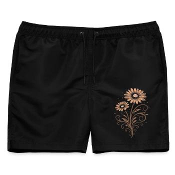Margeriten – Florales Sommer Naturmotiv - Männer Badeshorts - Schwarz - Vorne - AI Model Male 178 light (178cm)