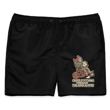Cross Stitching Through The Apocalypse - Männer Badeshorts - Schwarz - Vorne - AI Model Male 178 light (178cm)