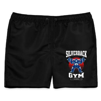 Gym Shirt – Silverback Gym - Männer Badeshorts - Schwarz - Vorne - AI Model Male 178 light (178cm)