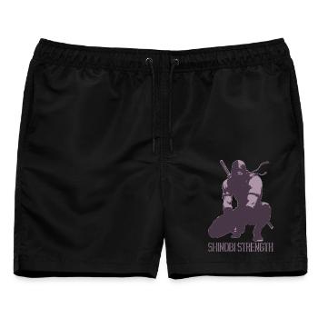 Shinobi Strength Anime Sportshirt – Ninja Workout - Männer Badeshorts - Schwarz - Vorne - AI Model Male 178 light (178cm)