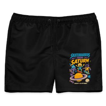 Skateboarder vom Saturn - Männer Badeshorts - Schwarz - Vorne - AI Model Male 178 light (178cm)
