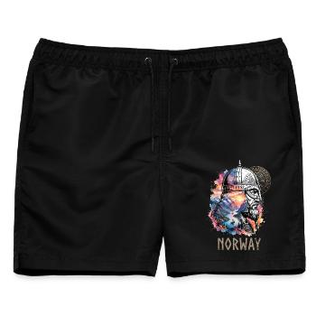 Norway Wikinger Fjord Runen - Männer Badeshorts - Schwarz - Vorne - AI Model Male 178 light (178cm)