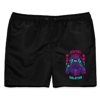 404 User Not Found Techwear Cyberpunk-Design - Männer Badeshorts - Schwarz - Vorne - AI Model Male 178 light (178cm)