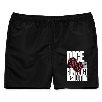 Würfelhumor – Dice Have No Conflict Resolution - Männer Badeshorts - Schwarz - Vorne - AI Model Male 178 light (178cm)