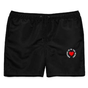 Groove Is In The Heart – Statement Piece - Männer Badeshorts - Schwarz - Vorne - AI Model Male 178 light (178cm)