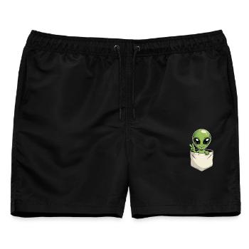 Alien in der Tasche Peace Science Fiction - Männer Badeshorts - Schwarz - Vorne - AI Model Male 178 light (178cm)
